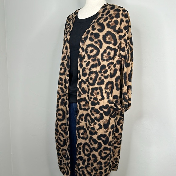 Ouges leopard Print Open Front Cardigan NWT - Picture 3 of 6